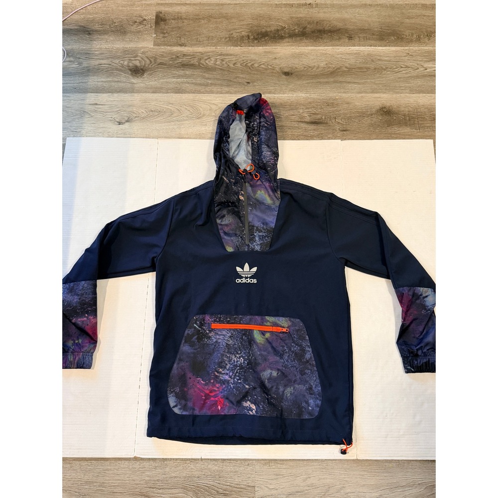 Adidas Originals Mens Galaxy Nebula Print Quarter Zip Windbreaker Navy Blue M